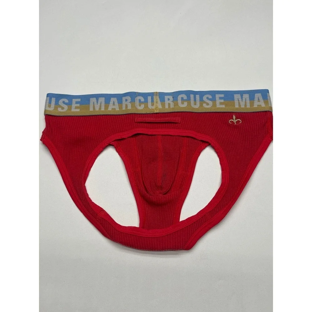 Marcuse Men's‎ Ribbed Jock Strap Underwear Medium Red Blue Gold